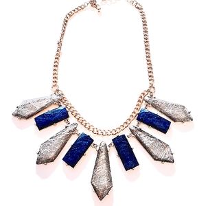 Women's Blue and Gold Statement Necklace